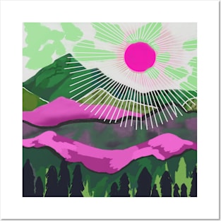 Pink Landscape Posters and Art